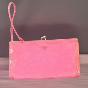 Coach clutch/wristlet  pink suede